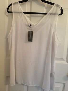 INC International Concepts White Sheer V-Neck Camisole